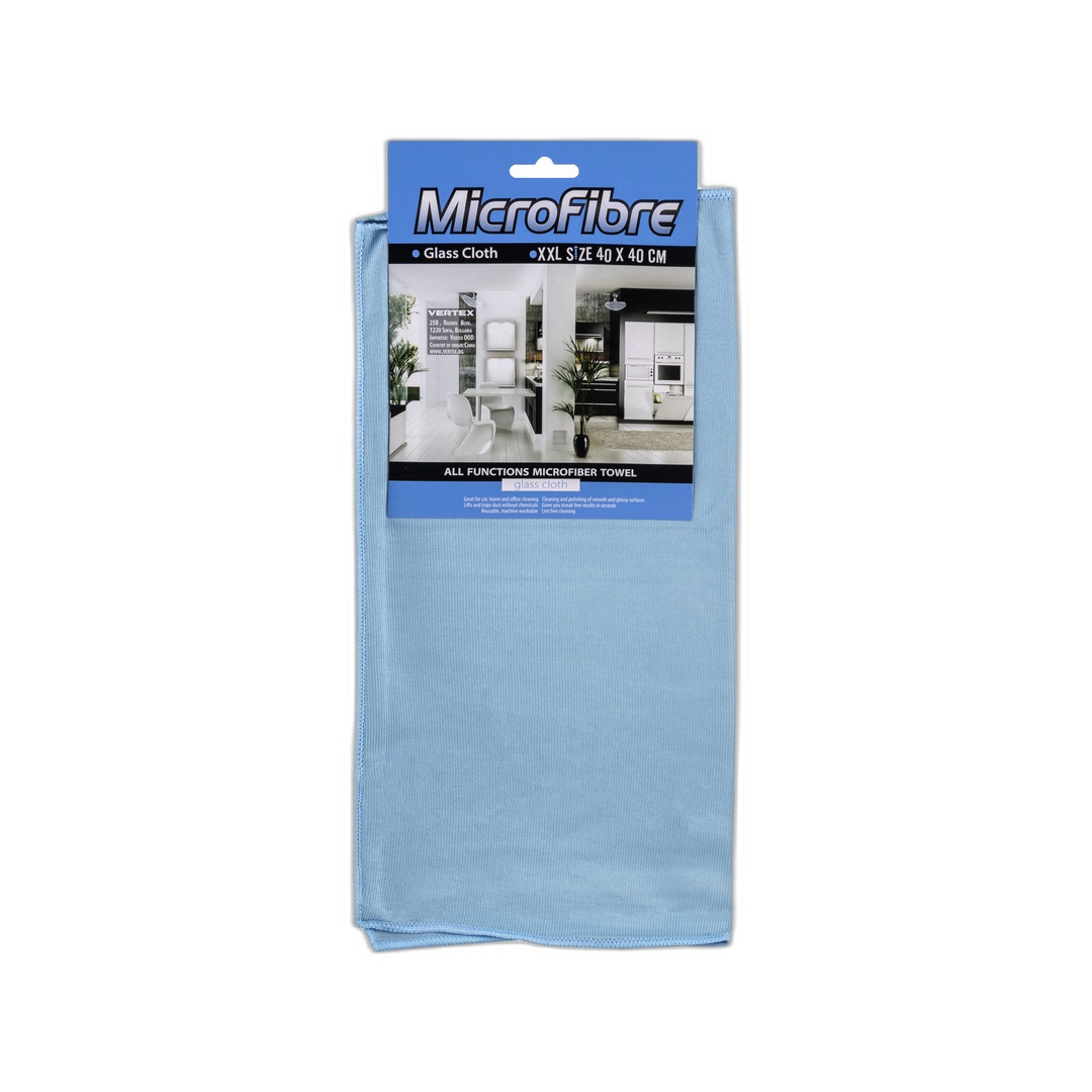 Микрофибърна кърпа за стъкло, синя MC 002/SC09, 40X30 CM - Horeca Depot